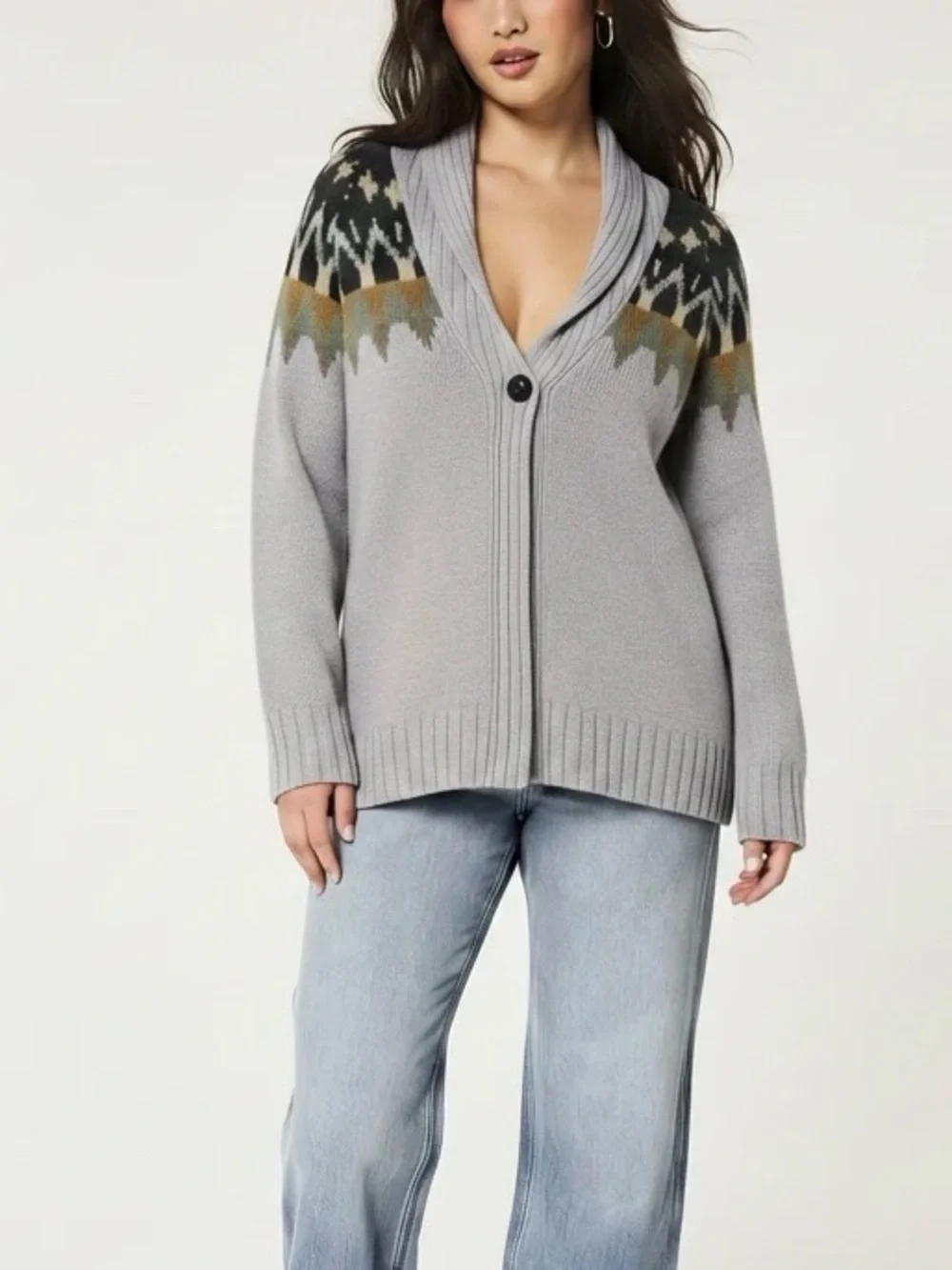 Coldwater Creek Grey Knit Cardigan Sweater